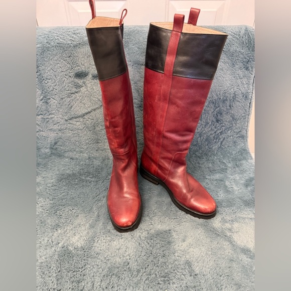 Dries Van Noten Shoes - Women’s Dries Van Noten Red And Black Riding Boots Size 5.5 Luxury Leather